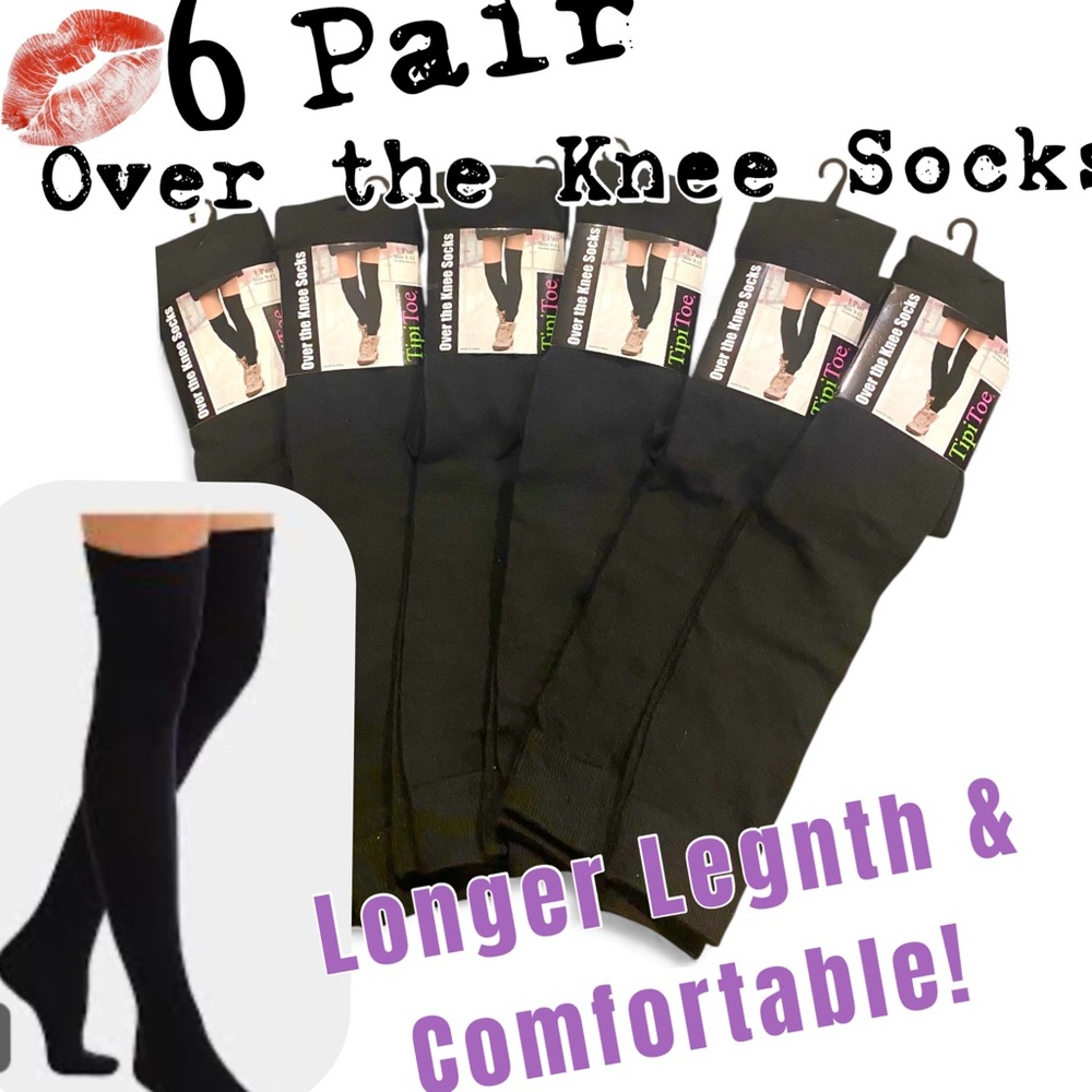 💕Women’s Over the Knee Socks 6 PAIR - Picture 12 of 12